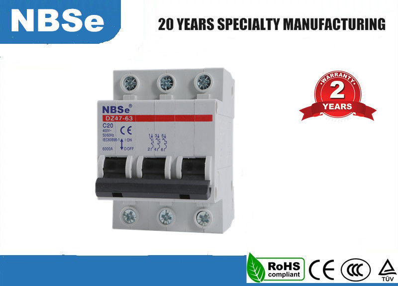 NBSe DZ47 Electrical Mcb Switch , D Curve Circuit Breaker IEC60898 Standard